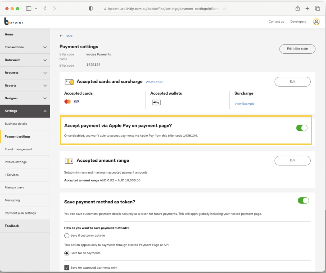 Payment Settings - How to guide – BPOINT